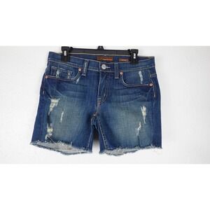 Fossil Jean Shorts Women's 27 Blue Denim Distressed Boyfriend USA Made